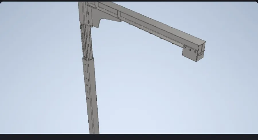 Modelo 3D do pórtico para manutenção e substituição de proteção de máquinas.